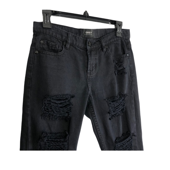 Obey The Nemesis Distressed Black Jeans size 25 - Picture 7 of 15